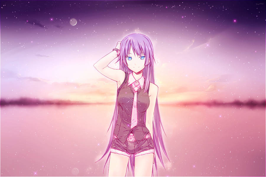 Monogatari Hitagi Aesthetic Pink Wallpaper