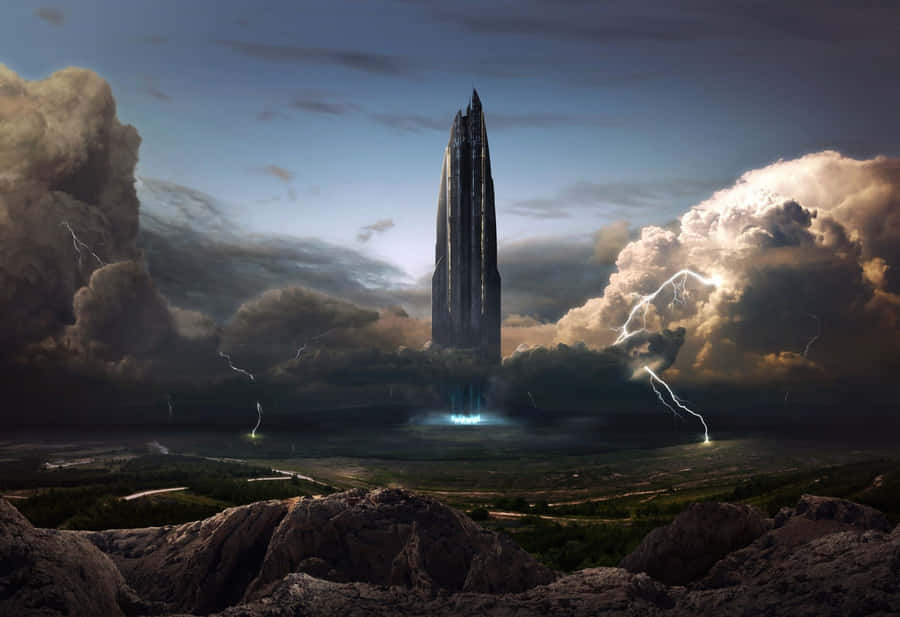 Monolithic_ Tower_ Amidst_ Storm.jpg Wallpaper