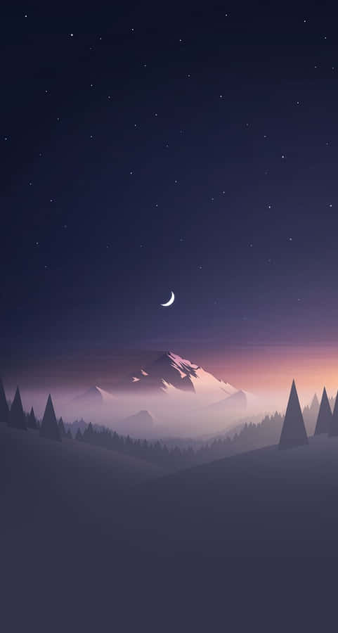 Moon And Stars Phone Minimalist Wallpaper