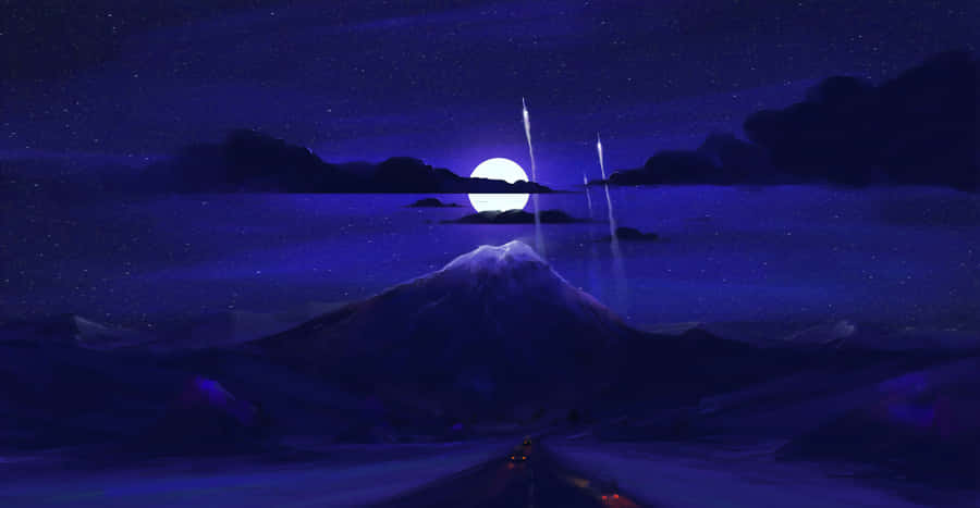 Moonlit Mountain Lake Landscape Wallpaper