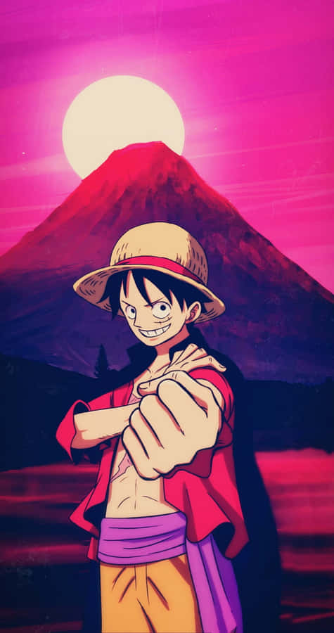 Mount Fuji With Luffy Phone Wallpaper