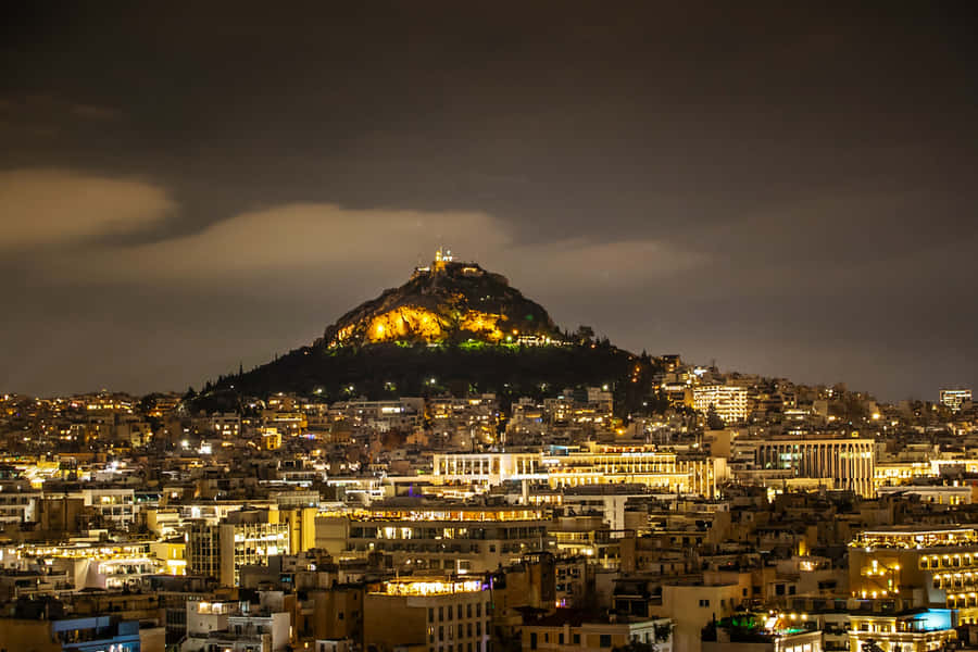Mount Lycabettus At Night Wallpaper