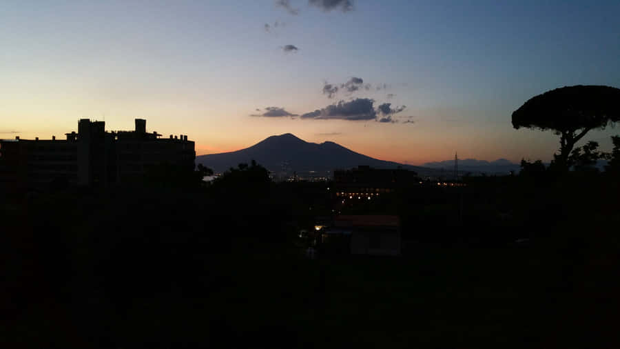Mount Vesuvio Italy Silhouette Scenery Wallpaper