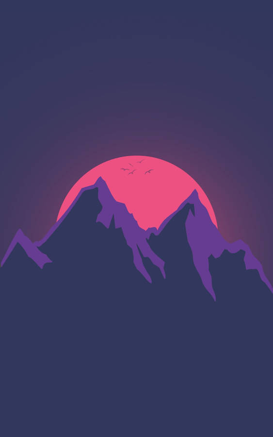 Mountain And Moon Art Smartphone Background Wallpaper