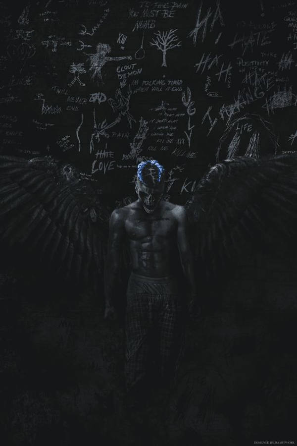 Moving Portrait Of Late Rapper Xxxtentacion In Blue Wallpaper