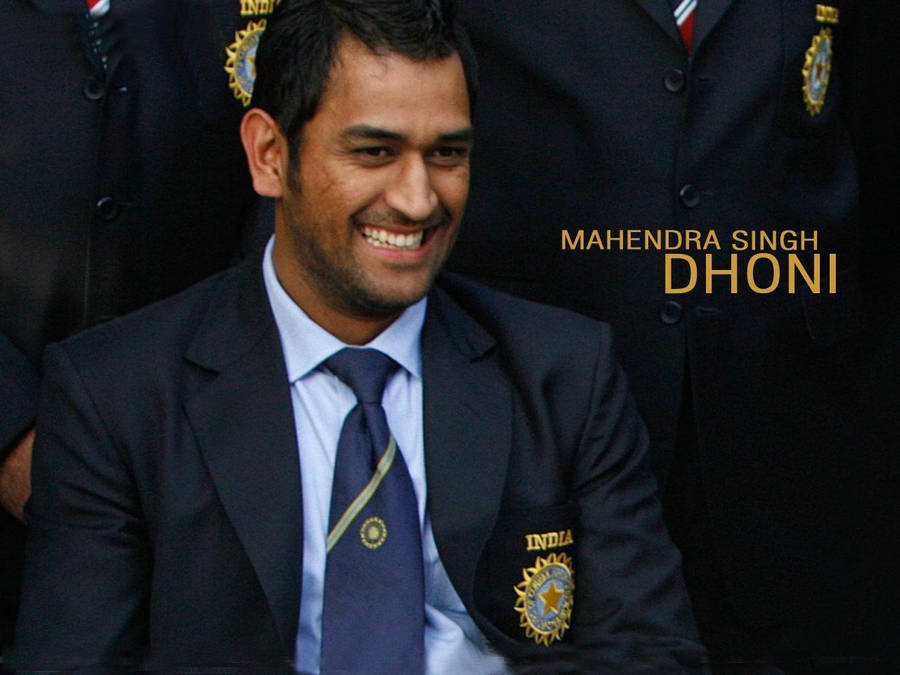 Ms Dhoni In Black Suit Wallpaper