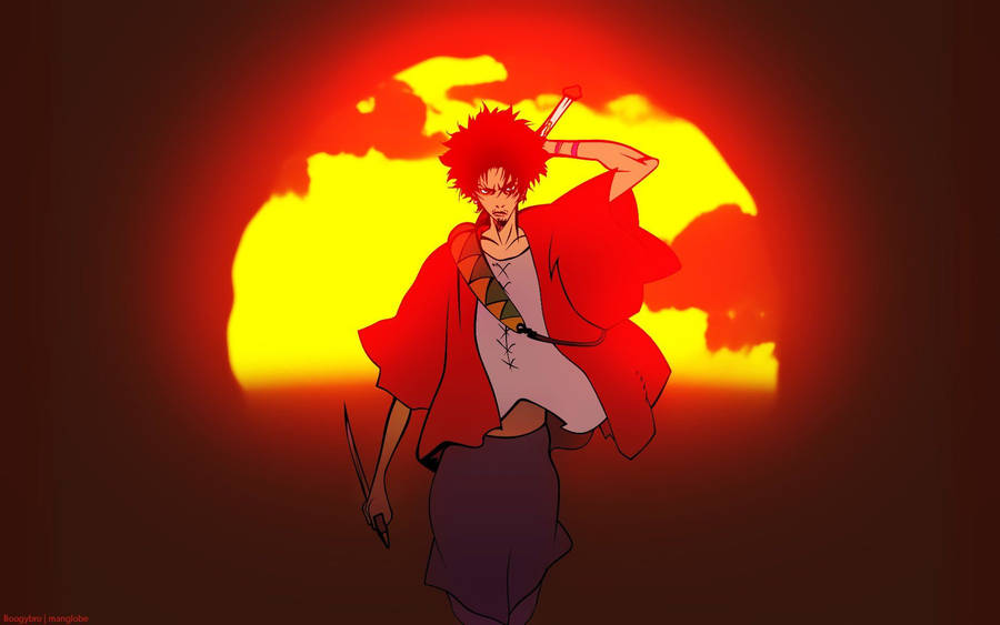 Mugen Lights Up The Burning Sun In Samurai Champloo Wallpaper