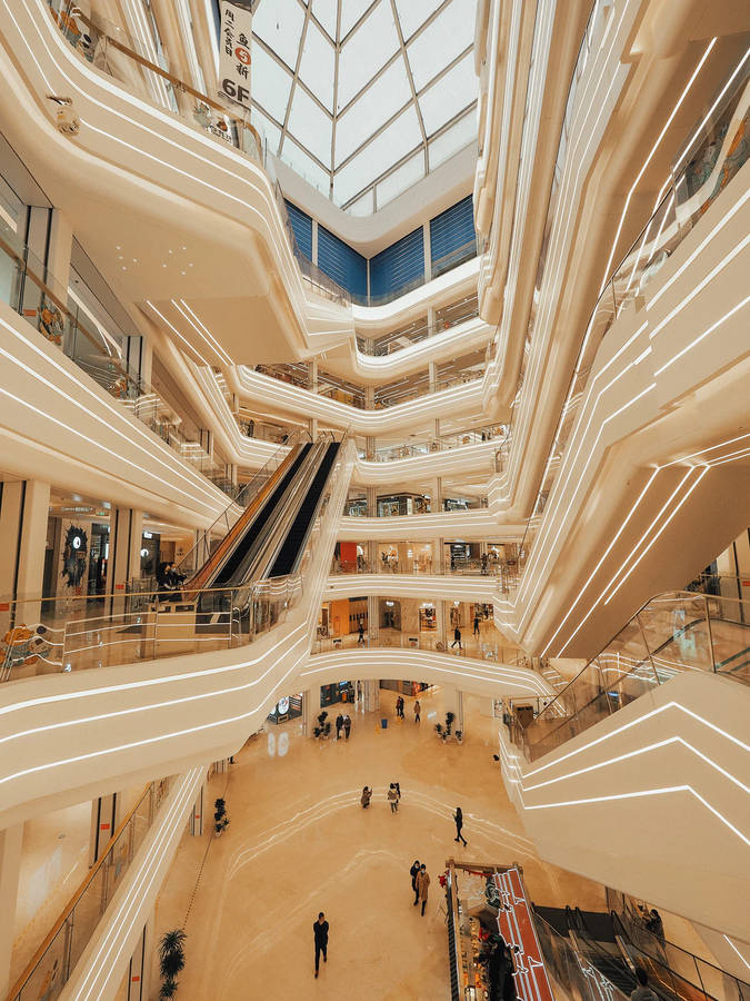 Multiple Floors Shopping Mall Wallpaper