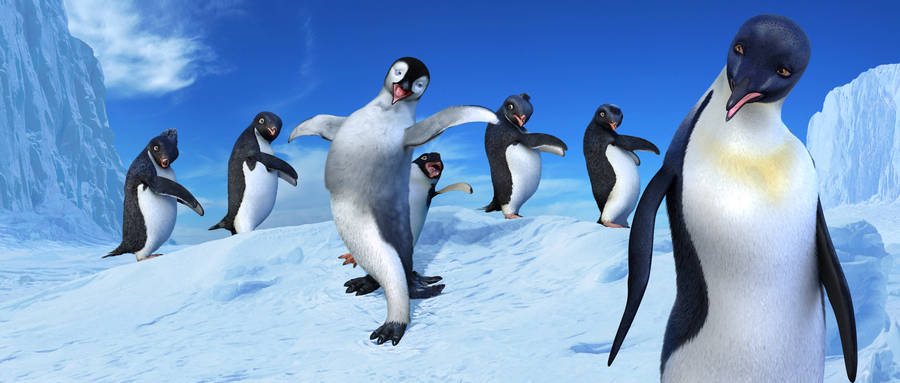 Mumble's Vibrant Dance Number In Happy Feet Wallpaper