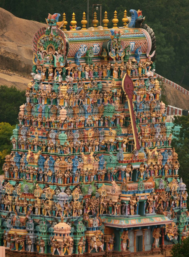 Murugan Temple Colorful Gopuram Wallpaper