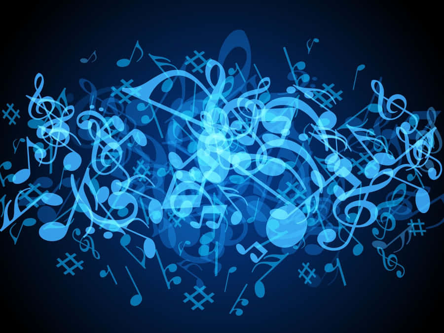 Music Notes On A Blue Background Wallpaper