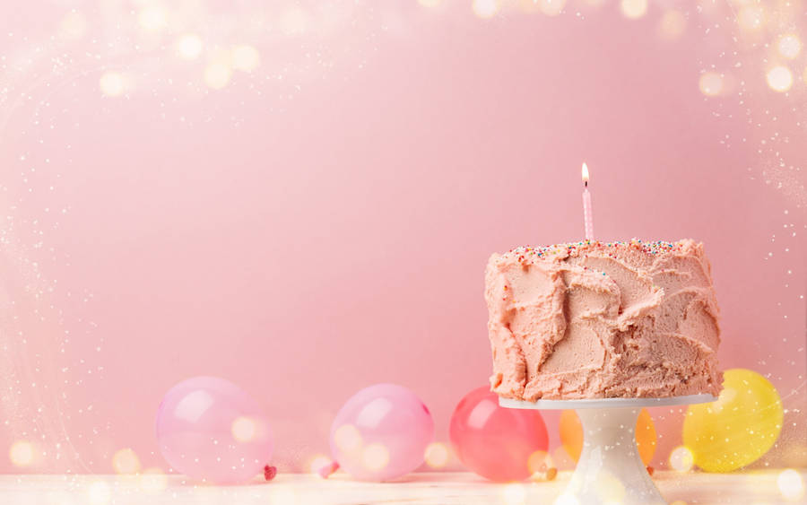 My Birthday Cake On Pastel Pink Background Wallpaper