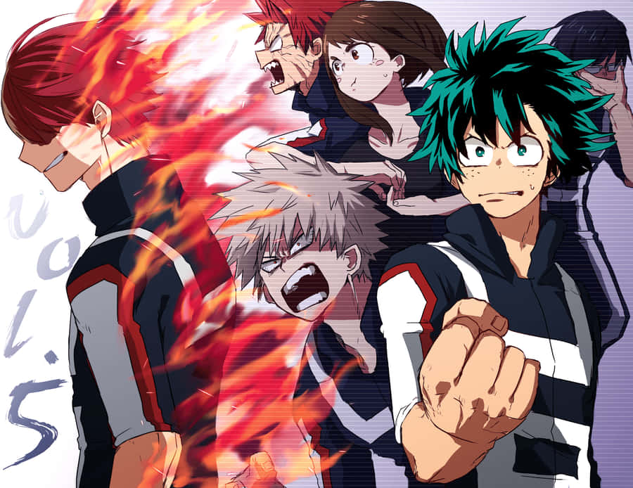 My Hero Academia's Best Duo - Deku And Todoroki Wallpaper