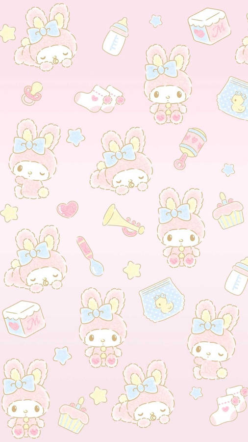 My Melody Pastel Pattern Wallpaper