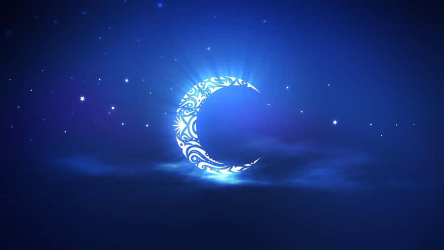 Mysterious Crescent Moon Illumination In The Night Sky Wallpaper