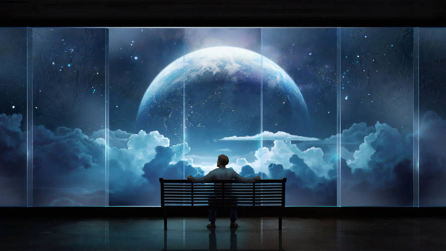 Mysterious Dark Night Scene With A Solitary Bench In 4k Ultra Hd Wallpaper