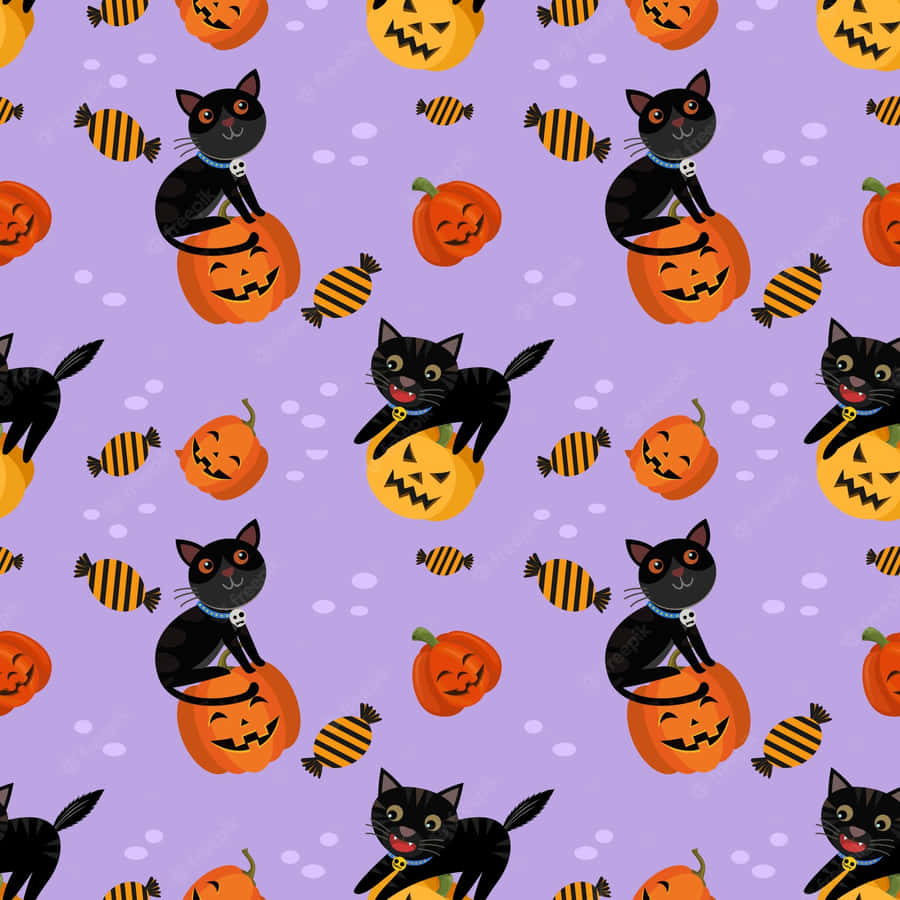 Mysterious Halloween Cat Lurking In The Shadows Wallpaper