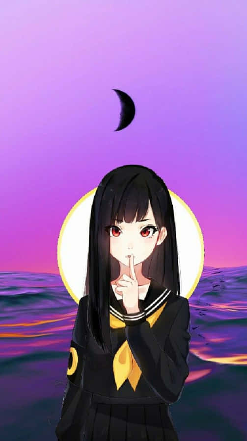 Mysterious_ Purple_ Sunset_ Anime_ Girl.jpg Wallpaper