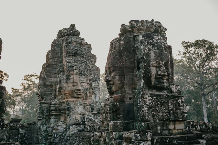 Mysterious Stone Face In Angkor Thom, Cambodia Wallpaper