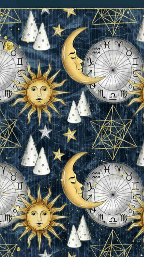 Mystical Sun And Moon Aesthetic Wallpaper