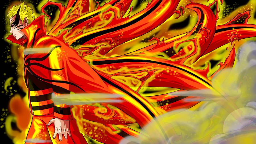Naruto Baryon Mode Smoke And Fire Wallpaper