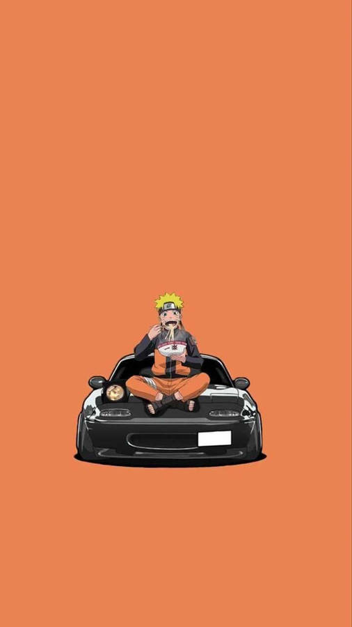 Naruto Eating On A Car Anime Wallpaper