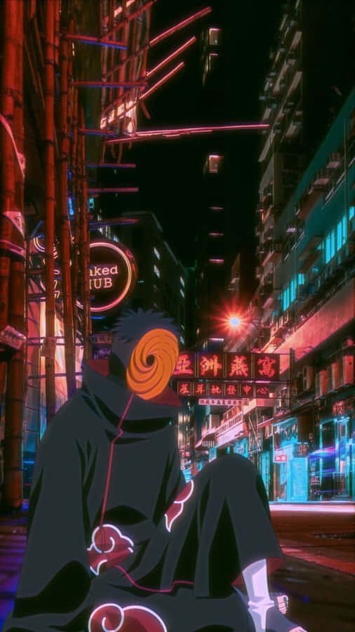 Naruto Ninja Sitting On The Street At Night Wallpaper