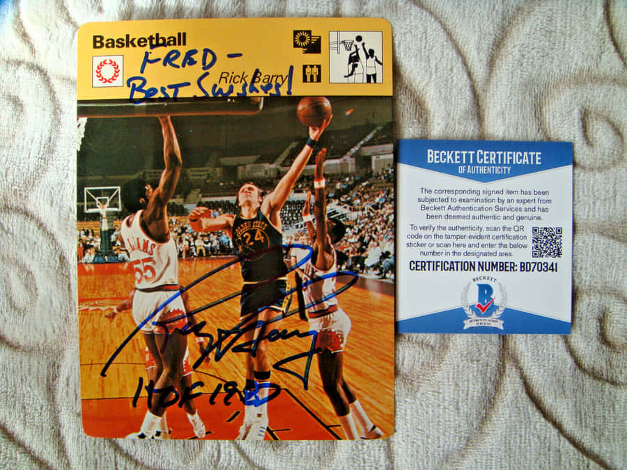 Nba Rick Barry Card With Signature Wallpaper