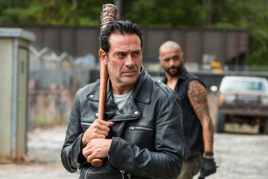 Negan Holding His Bat Close Wallpaper