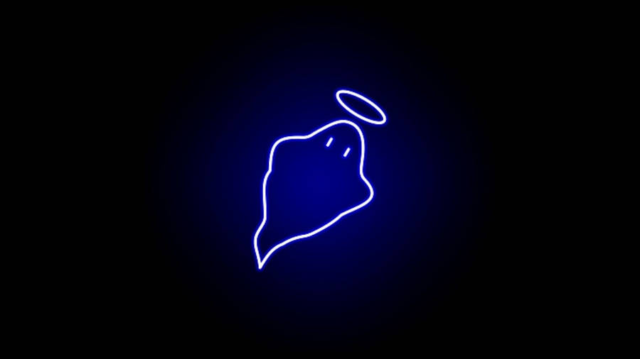 Neon Blue Cute Ghost Wallpaper