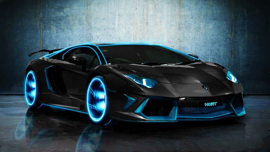 Neon Blue Diamond Car Lamborghini Aventador Wallpaper