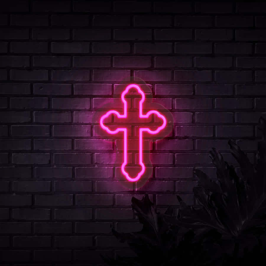 Neon Cross Neon Pink Wallpaper