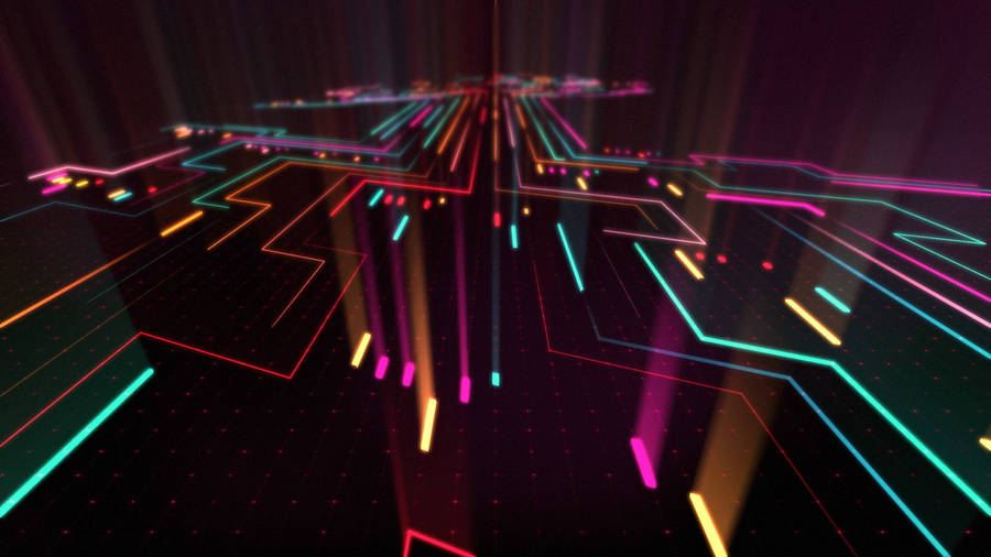 Neon Lines And Lines In A Dark Background Wallpaper