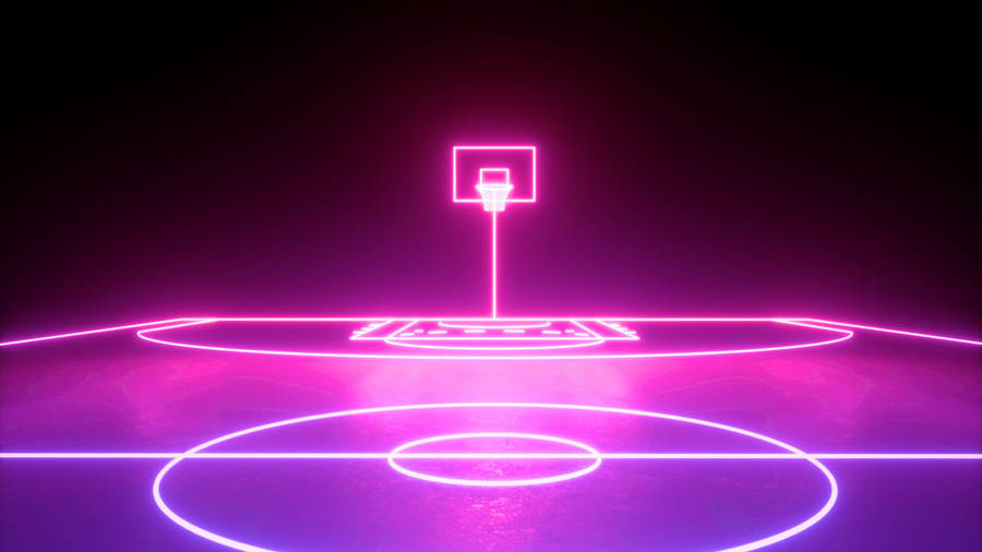 Neon Nights On The Basketball Court Wallpaper