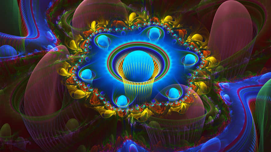 Neon Psychedelic Fractals Wallpaper