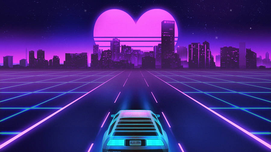 Neon Purple Heart Wallpaper
