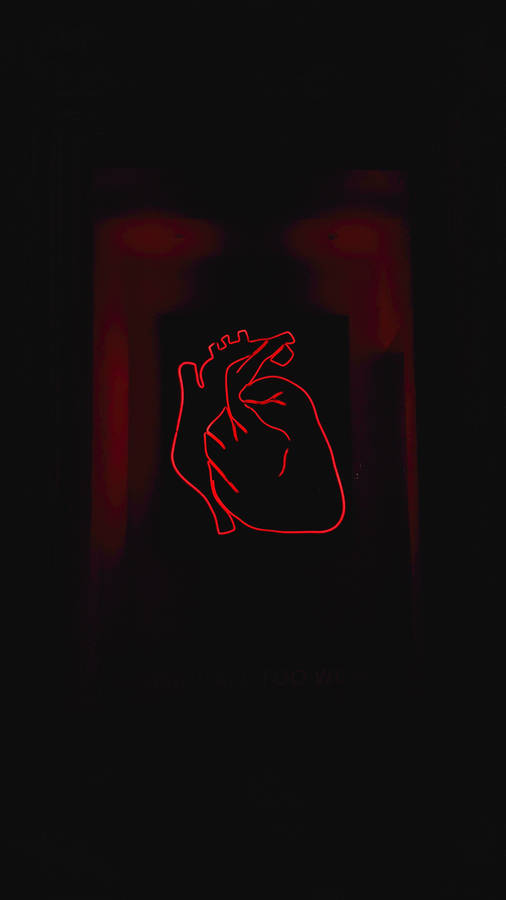 Neon Red Heart Wallpaper