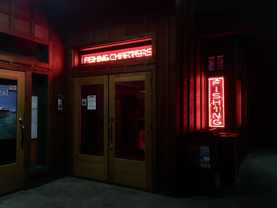 Neon Red Movie Theater Wallpaper