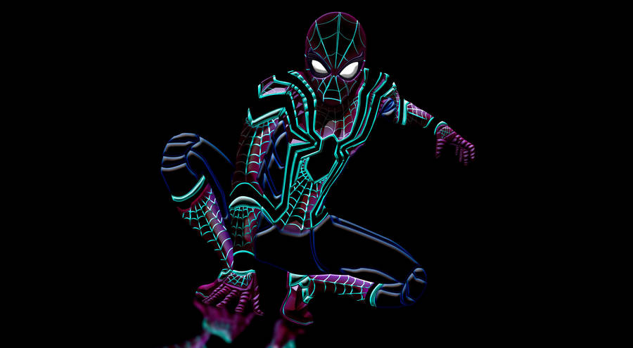 Neon Spiderman - A Vibrant Interpretation In Black Art Wallpaper