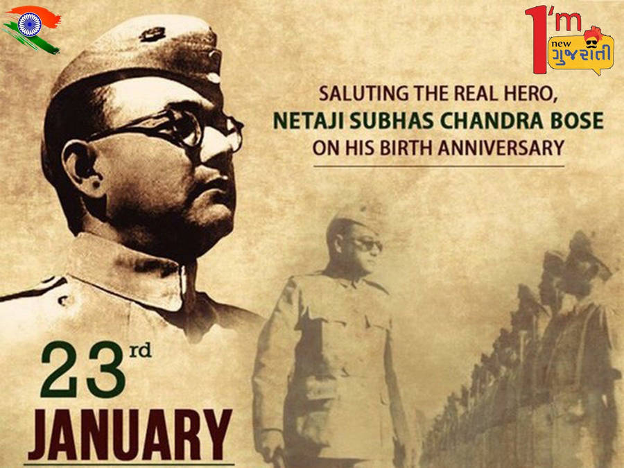 Netaji Bose Portrait In His Birthday Celebration Wallpaper