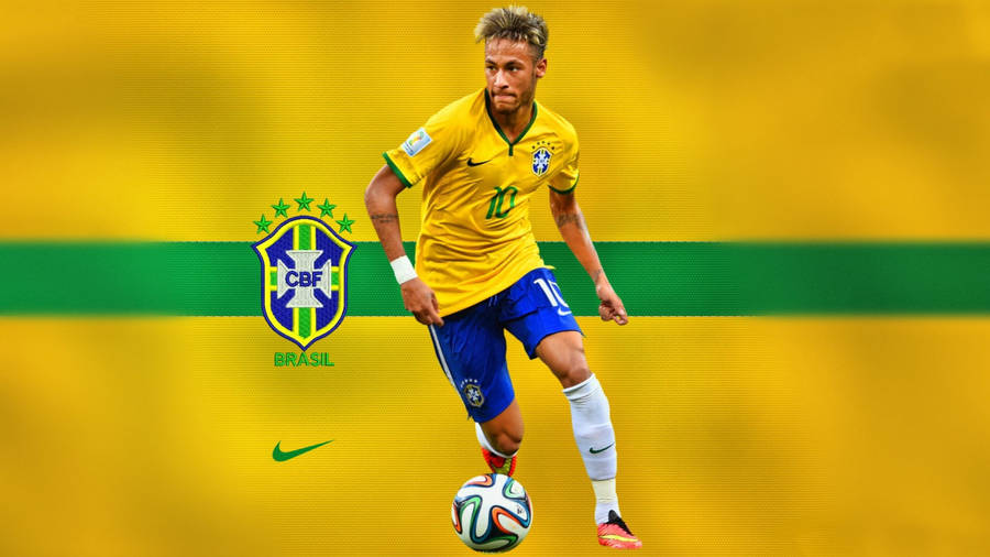 Neymar 4k With Cbf Logo Wallpaper