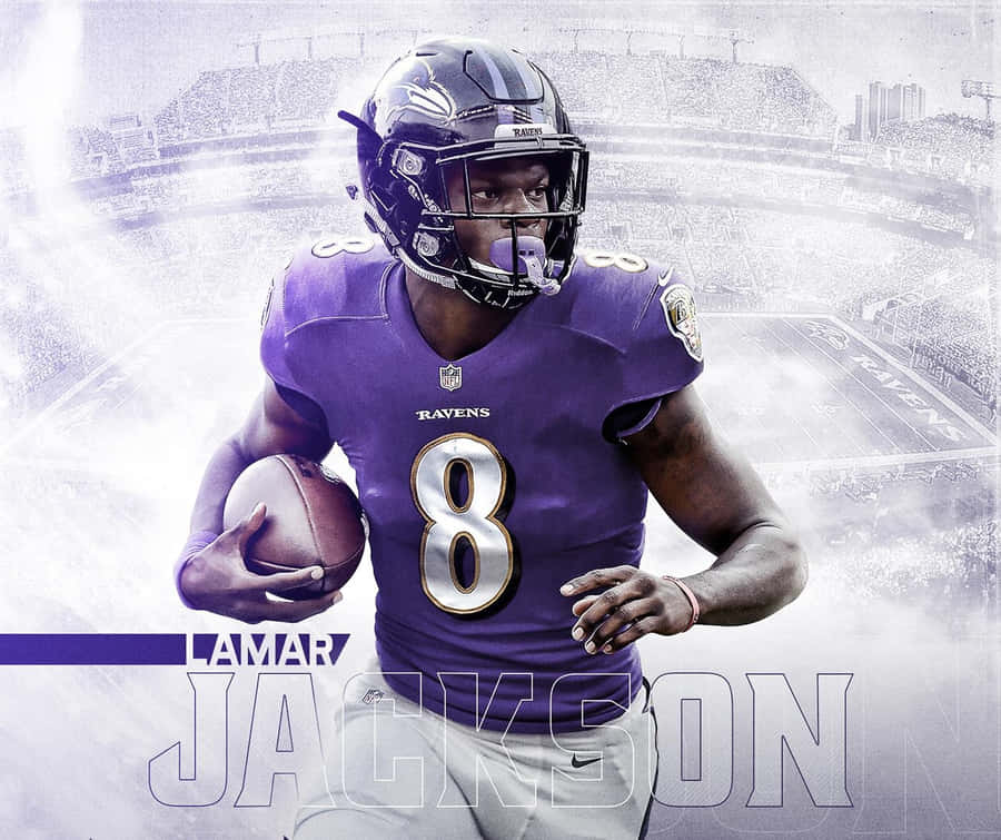 Nfl Quarterback Lamar Jackson In Action For The Baltimore Ravens Wallpaper