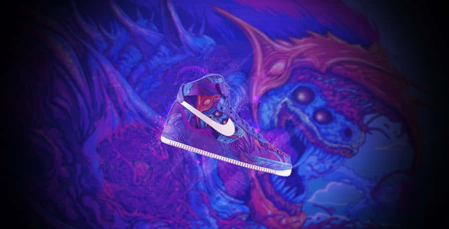 Nike Af1 Purple Dragon Design Wallpaper
