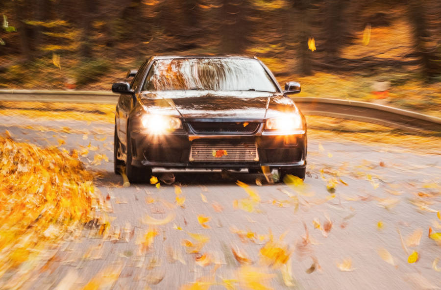 Nissan Skyline Gtr R34 Fall Aesthetic Wallpaper