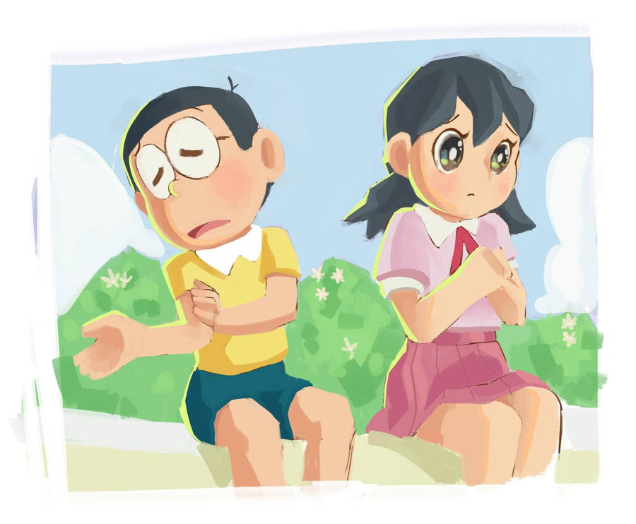 Nobita Shizuka Hd Painting Wallpaper