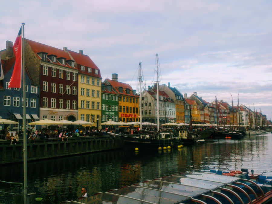 Nyhavn Harbor View Vintage Photo Wallpaper