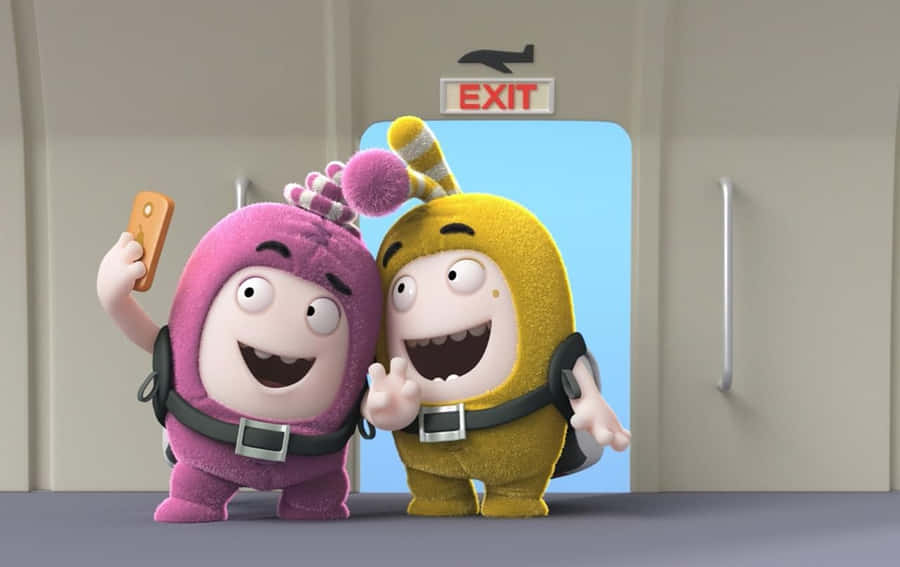 Oddbods Show Cartoon Characters Newt And Bubbles Selfie Wallpaper