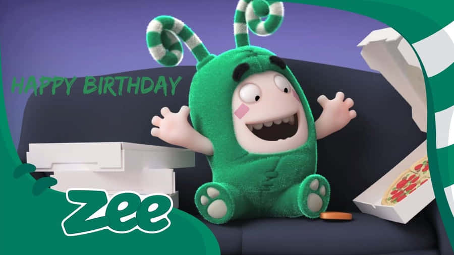 Oddbods Show Character Zee Birthday Illustration Wallpaper