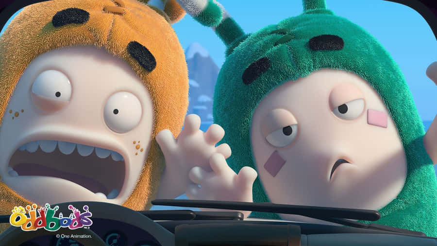 Oddbods Show Slick And Zee Driving Wallpaper