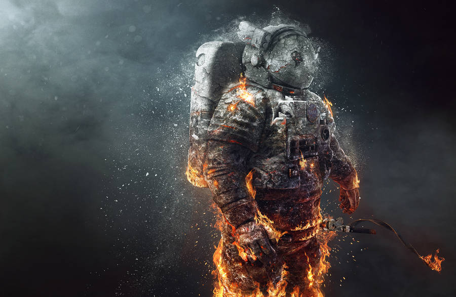 On Fire Astronaut Wallpaper